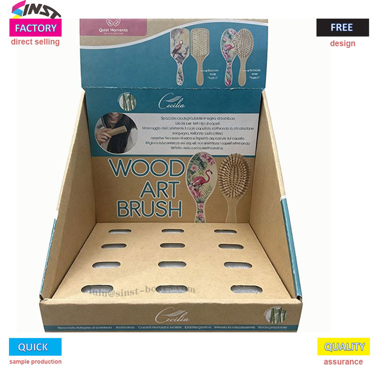 Sturdy Kraft Paper Counter Display for Wooden Brushes